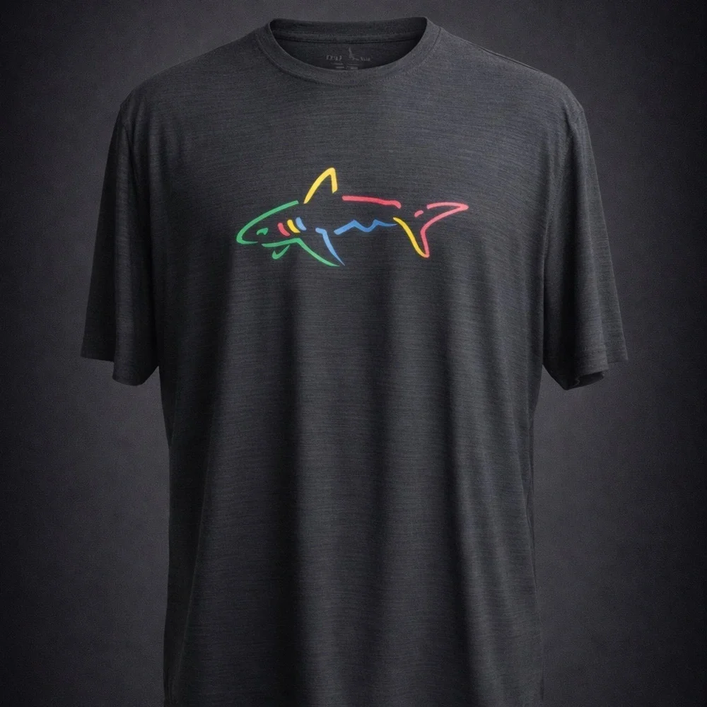 Greg Norman Play Dry Performance Golf Shirt Gray Shark Logo XL